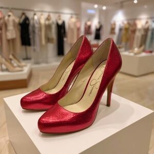 Jessica Simpson Metallic Red Stiletto Pumps